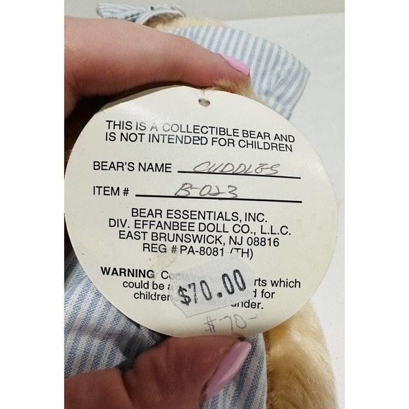 Vintage Effanbee Bear Essentials Cuddles Bear Plush 100% Mohair - Picture 10 of 11